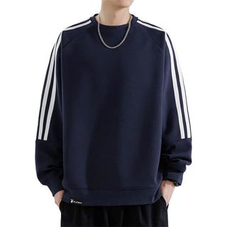 花花公子卫衣男秋季长袖衣服打底衫休闲时尚潮流交叉v领个性字母印花小衫 白色 L