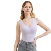 都市丽人 保暖内衣女舒适保暖双面磨绒免穿内衣女士背心保暖衣 2W34A3 香草紫 XXL