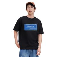 JEANSWEST 真维斯 短袖男装秋季潮流休闲风T恤纯棉圆领半袖打底上衣YU 黑色2010 175/96A/M