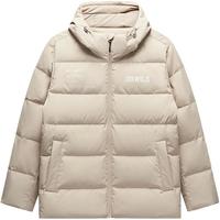 XTEP特步男连帽羽绒服秋冬加厚保暖鸭绒运动外套877427190138 暖杏色 XL