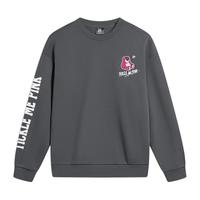 李宁 LI-NING迪士尼草莓熊联名卫衣男女同款冬加绒保暖上衣AWDTE49 黑松灰-1 XS