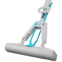 CHAHUA 茶花 胶棉拖把海绵对折飞翼挤水免手洗拖布墩布懒人拖地 洁境灰 升级不锈钢管