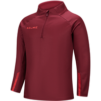 卡尔美(KELME)儿童套头衫足球训练服跑步运动卫衣半拉链上衣 酒红 130