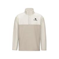 骆驼 CAMEL摇粒绒卫衣男冬保暖半开立领外套加厚绒面休闲外套 雷云灰/黑夜蓝，男 XS