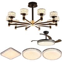 雷士 NVC   Lighting美式轻奢客厅灯灯臂发光吊灯无极调光10头风扇套餐WHXD114F/G-02