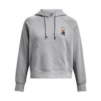 安德玛（UNDERARMOUR）秋冬女子ROSE高克重棉织训练运动连帽卫衣1379834 灰色011 XL