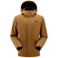 Jeep 吉普 三合一抓绒内胆冲锋衣男冬户外防风耐磨连帽登山服 云褐色 XL(165-180斤)