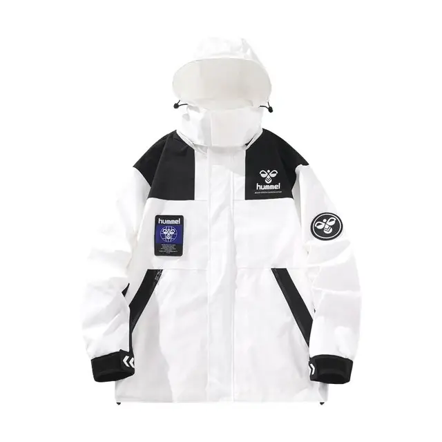 Hummel户外冲锋衣单件夹克男女同款登山防风防泼溅水冲锋衣外套女