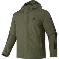 adidas 阿迪达斯 棉服外套男2023冬季新款连帽运动服军绿色保暖棉衣IP2535