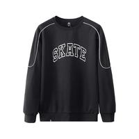 骆驼 CAMEL运动圆领套头加绒卫衣男2023时尚字母长袖保暖上衣潮 J13CAY6018，幻影黑 M