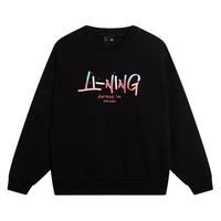 LI-NING 李宁 卫衣春秋男女同款长袖圆领套头上衣无帽加绒运动服