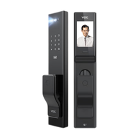 VOC智能门锁指纹锁视频对讲猫眼大屏密码锁家用入户门全自动电子锁 黑色T5s