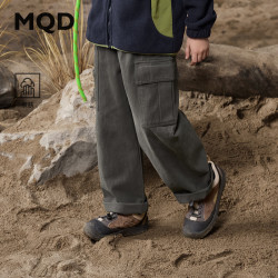 MQD 马骑顿 秋季男大童潮酷工装户外露营休闲裤 烟灰 140cm