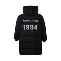 mitchell & ness 长款连帽羽绒服 MN男女刺绣保暖羽绒外套鸭绒 含绒量90%