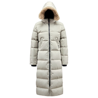 JUNYU 君羽 户外服羽绒服女长款过膝800蓬白鹅绒加厚时尚大毛领鹅绒服E52094 茶灰 L