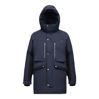 君羽户外羽绒服男中长款拼色时尚加厚白鹅绒服SC63029 深蓝-黑色 2XL