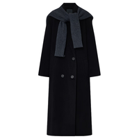 MO&Co.【秦岚同款C+系列】大衣&针织披肩2025冬绵羊毛MBE4OVC006 黑色 XS /155