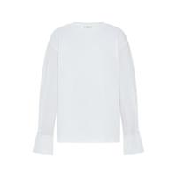 editionT恤女2023冬拼接长袖设计感小众logo刺绣纯棉上衣 漂白色 S/160