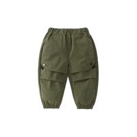 cicibear 齐齐熊 男童工装裤春秋款装女童裤子韩版长裤儿童休闲裤 苔藓绿 110cm