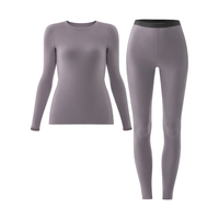 蕉内热皮303+++秋冬男女士保暖套装抗菌加绒打底外穿内衣加厚秋衣秋裤 【女款】深紫灰 L