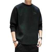 LI-NING 李宁 加绒卫衣男秋冬季保暖圆领连帽套头宽松休闲运动服外套上衣女 黑色彩标(不加绒) L/175 (130-139斤)