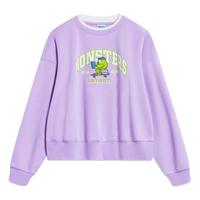 李宁（LI-NING）丨迪士尼怪兽大学系列加绒保暖卫衣女子秋冬运动上衣AWDT808 【加绒】罗玫紫-3 XL