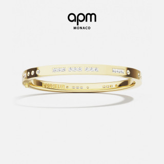 APM Monaco [杨紫同款]APM Monaco BONHEUR摩斯密码时尚金黄色手镯