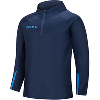 卡尔美（KELME）儿童套头衫足球训练服跑步运动卫衣半拉链上衣 深蓝 140