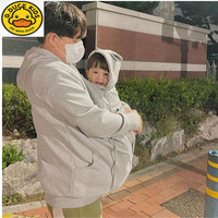 G.DUCKKIDS小黄鸭秋冬新款加绒加厚袋鼠衣服爸妈同款连体衣保暖爸爸亲子抱娃