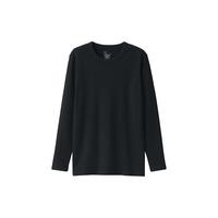 無印良品 MUJI(無印良品 ) 女式 棉 厚款 长袖T恤 FCD70C2A 打底衫 打底衣 家居服 黑色 XL