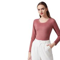 氧心秋冬高领女百搭毛衣修身保暖内衣女抗寒舒适内搭打底针织衫上衣 树莓红（圆领） XL