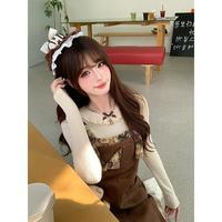 织物猪 复古美拉德背带连衣裙女秋冬新款高级感显气质a字长裙