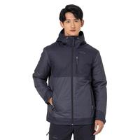上衣秋户外加绒加厚棉服男女运动防风防水外套QUMM SH500 男款-黑灰拼色 L
