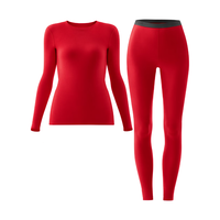 蕉内热皮303+++秋冬男女士保暖套装抗菌加绒打底外穿内衣加厚秋衣秋裤 【女款】利是红 XL