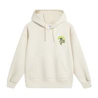 LI-NING 李宁 丨迪士尼怪兽大学系列加绒保暖卫衣女子秋冬连帽运动上衣 米白色-2 XS