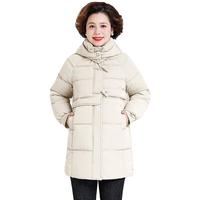 花花公子连帽棉服中长款加厚保暖装宽松遮肚子中老年棉袄 JF-N307白色【棉服】 M 100-115斤
