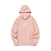 乔丹QIAODAN运动卫衣女秋冬季上衣针织休闲连帽套头卫衣女 藕粉色 M