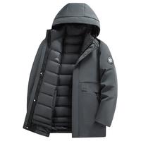 罗蒙（ROMON）【一衣多穿】中长款羽绒服男冬季新款可拆羽绒内胆加厚保暖外套男 3Y014399黑色【尺码偏小】 M (170) （建议100-120斤）