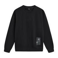 李宁 LI-NING韦德丨加绒保暖卫衣男女秋冬刺绣宽松套头上衣AWDT931 【加绒】黑色-6 XS