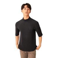 柒牌发热男士保暖内衣男可外穿运动休闲中袖打底衫小高领半袖上衣 黑色 M