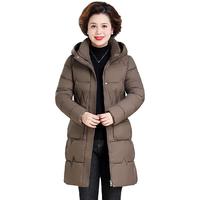 花花公子时尚连帽羽绒棉服女中长款棉外套50岁冬装宽松加厚中老年女装 JF-N317咖色【棉服】 XL 95-110斤