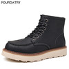 FOURDATRY 男厚底疯马皮系带款机车鞋登山