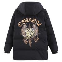 oniarai鬼洗潮牌黑金羽翼印绣花男士长款羽绒服 B340099