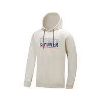 XTEP特步连帽卫衣23冬季加绒套头衫印花上衣977429930385 棉花白 M