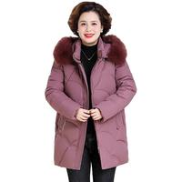 花花公子时尚连帽棉服女洋气减龄50岁装宽松加厚保暖中老年人棉衣外套 JF-B898玫红色【棉服】 XL 90-105斤