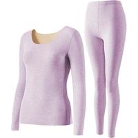 羊毛蚕丝保暖内衣女冬加绒德绒自发热打底棉毛衫肌底秋衣秋裤套装