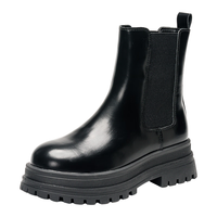 依思 Q（exull）女鞋马丁靴女2025秋冬轻便厚底黑色短靴女防水防滑百搭瘦瘦靴 黑色【厚底防泼水】 36 -速发