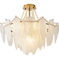 箭牌照明轻奢法式奶油吊灯羽毛珍珠ins风创意客厅灯卧室灯具