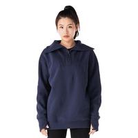 迪卡侬（DECATHLON）保暖卫衣女秋冬宽松翻领半拉链柔软休闲瑜伽服套头衫WS 藏青蓝 M