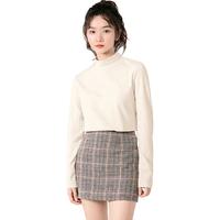 真维斯（JEANSWEST）T恤女冬季羊毛桑蚕丝半高领打底衫女保暖长袖百搭上衣女浅米L